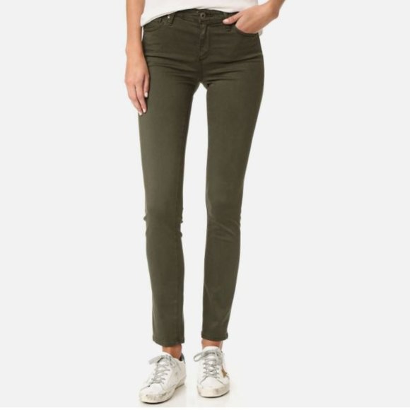 AG the Prima Cigarette Leg Mid Rise Skinny Jeans In Green Size 29 R - Picture 1 of 10